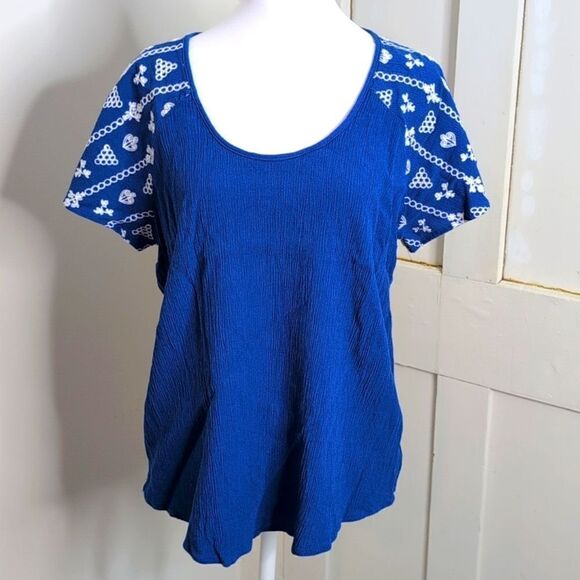 torrid Tops - Torrid 2/18-20/2X Blue Crinkle Gauze Flutter Sleeve Blouse